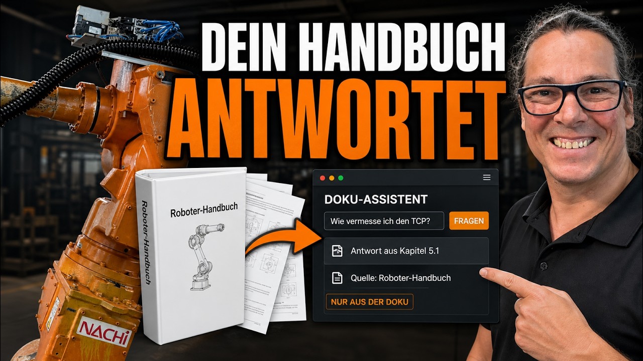 Werner Hampel zeigt, wie ein Roboter-Handbuch in einem KI-Notizbuch befragt wird